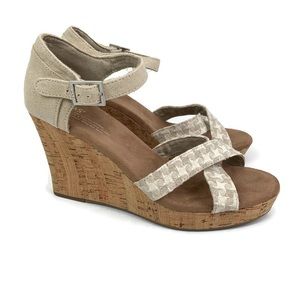 Tom’s Sierra Natural Linen Cork Soled Wedges